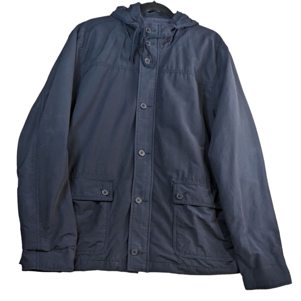 Lucky Brand Men's Utility Feild jacket military with hood . Size XXL Navy